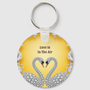 Diamant Kristallen Zwanen Romantisch Warm Toneel Sleutelhanger