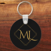 Diamant Logo | Zwart & Goud Sleutelhanger (Voorkant)
