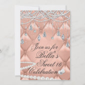 Diamant, Parels en Bling Party Uitnodigingen (Achterkant)