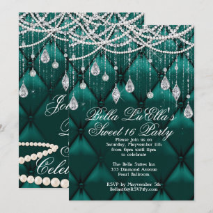 Diamant, Parels en Bling Party Uitnodigingen
