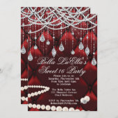 Diamant, Parels en Bling Party Uitnodigingen (Voorkant / Achterkant)