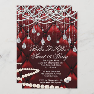Diamant, Parels en Bling Party Uitnodigingen