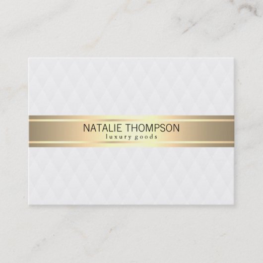 Diamant patroon witte gouden lint visitekaartje (Voorkant)