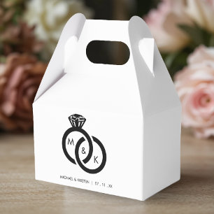Diamant Ring Paar Monogram Bruiloft Bedankdoosjes