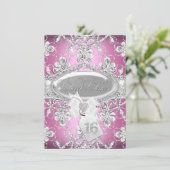 Diamant rose Tiara Princess Sweet 16 Invitation (Debout devant)