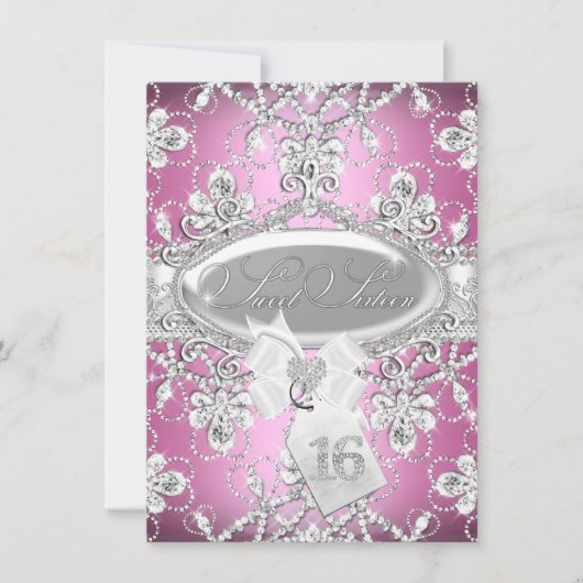 Diamant rose Tiara Princess Sweet 16 Invitation (Devant)