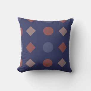 Diamant-stip geometrisch patroon – Navy, Baksteen Kussen