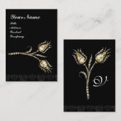 DIAMANT TULPEN DAMASK MONOGRAM, zwart witte parel Visitekaartje (Voorkant / Achterkant)