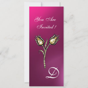 DIAMANT TULPEN MONOGRAM , Roze Paars Amethist Kaart