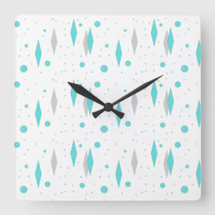 Diamant Turquoise Rétro & horloge murale Starburs