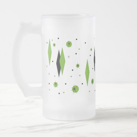 Diamant Vert Rétro & Starburts Verre Frosted Mug (Gauche)