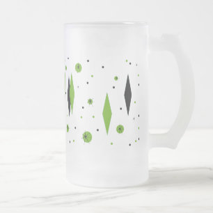 Diamant Vert Rétro & Starburts Verre Frosted Mug