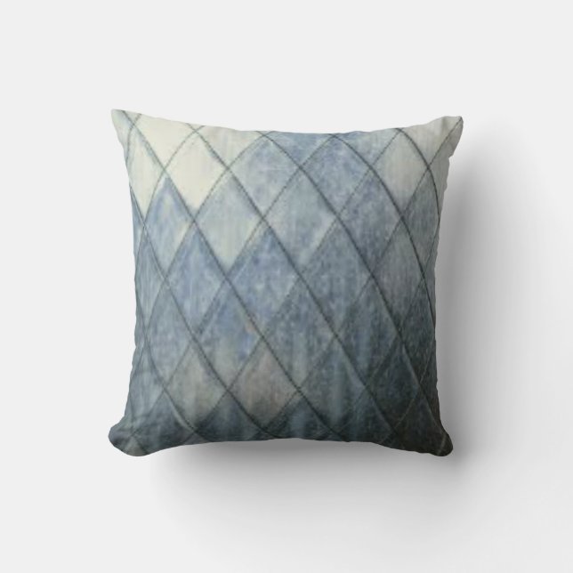 Diamant Vervaagd Denim Design Kussen (Voorkant)