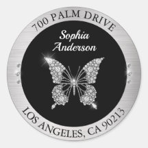 Diamant vlinder, zilveren metaal DIY retouradres