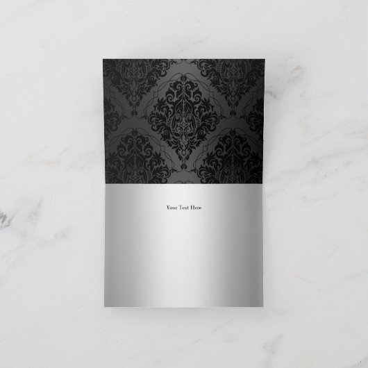 Diamant & Zwart Damast Dank u kaart (Binnen)