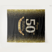 Diamant Zwart en Goud 50ste Verjaardag Achtergrond Wandkleed (Voorkant (horizontaal))