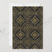 Diamant Zwart en Goud Art Deco Bruiloft Save The Date (Achterkant)