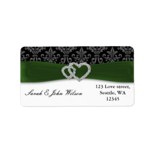 diamante damask groene bruiloft etiket