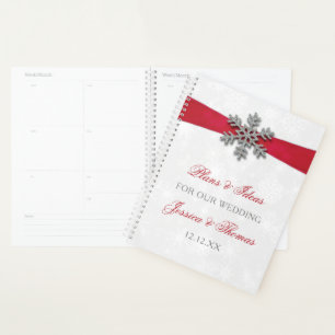 Diamante Flocon de neige et Ruban rouge Mariage d'