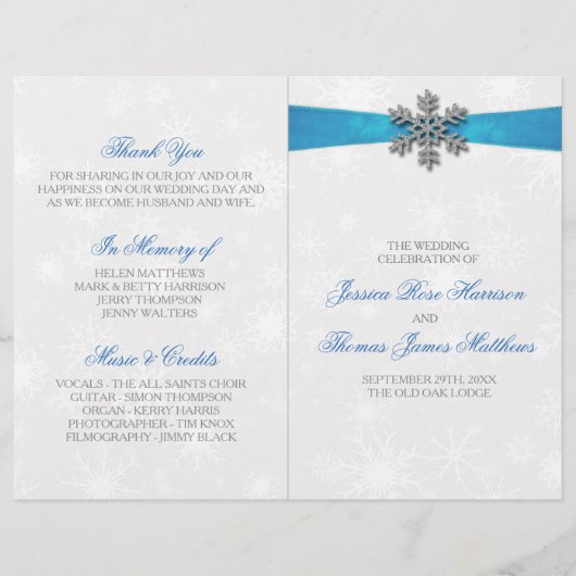 Diamante Snowflake & Blue Ribbon Winter Wedding (Voorkant)