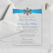 Diamante Snowflake & Blue Ribbon Winter Wedding Acryl Uitnodigingen