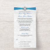 Diamante Snowflake & Blue Ribbon Winter Wedding All In One Uitnodiging (Binnenkant)