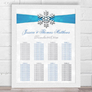 Diamante Snowflake & Blue Ribbon Winter Wedding Folie Afdrukken