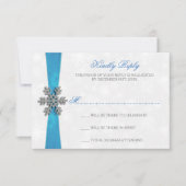 Diamante Snowflake & Blue Ribbon Winter Wedding Kaart (Voorkant)