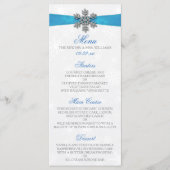Diamante Snowflake & Blue Ribbon Winter Wedding Menu (Voorkant)