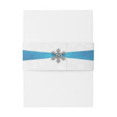 Diamante Snowflake & Blue Ribbon Winter Wedding Uitnodigingen Wikkel (Achterkant Voorbeeld)