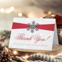 Diamante Snowflake en Red Ribbon Winter Wedding
