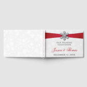 Diamante Snowflake en Red Ribbon Winter Wedding Gastenboek (Volledig)