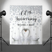 Diamanten 60e jubileum witte zwanen verliefd wandkleed