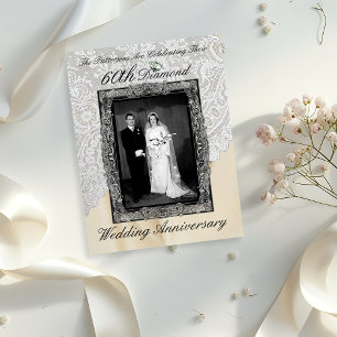 Diamanten 60ste huwelijksverjaardag foto uitnodigi briefkaart