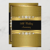 Diamanten Bloem 50ste Huwelijksjubileum Uitnodigin Kaart (Voorkant / Achterkant)