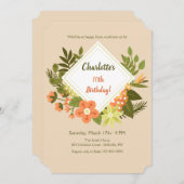 Diamanten Bloemen Uitnodiging (Voorkant / Achterkant)