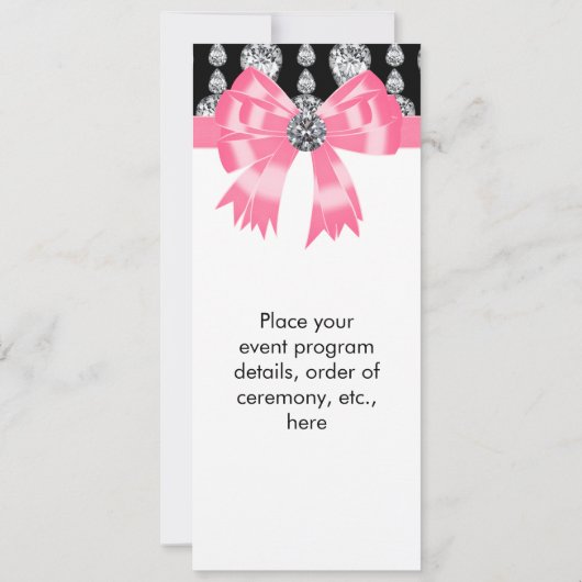 Diamanten Boog Roze Zwart Feest Programma Sjabloon (Achterkant)