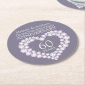 Diamanten bruiloft jubileum hart onderzetters (Gebogen)