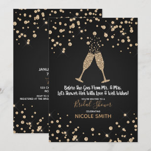 Diamanten Champagne Toast Moderne Bruidsdouche Kaart