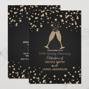 Diamanten Champagne Toast Moderne Chic Jubileum Kaart