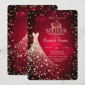Diamanten, Dress, Red Sweet 16 Kaart (Voorkant / Achterkant)