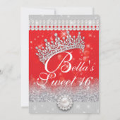 Diamanten en Bling Sweet 16 Quince Uitnodigingen (Achterkant)