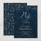 Diamanten en faux zilver 21e verjaardag uitnodigin kaart (Voorkant / Achterkant)