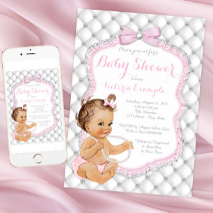 Diamanten en Parels Baby Shower Kaart