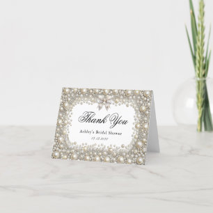 Diamanten en Parels Bruidsdouche Dankkaart Bedankkaart