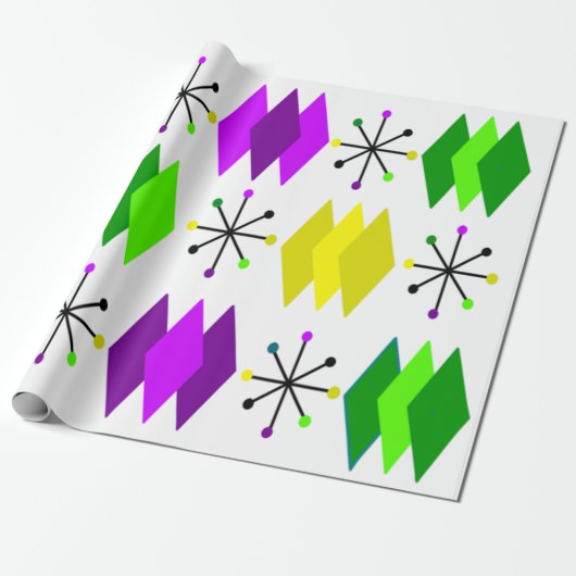 Diamanten en Starbursts Cadeaupapier (Uitgerold)