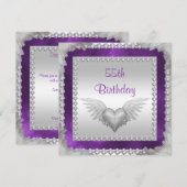 Diamanten en veren 55ste verjaardag kaart (Voorkant / Achterkant)