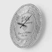 Diamanten en zilver 25th Wedding Jubileum Grote Klok (Hoek)