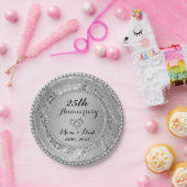 Diamanten en zilver 25th Wedding Jubileum Papieren Bordje (Feest)