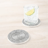 Diamanten en zilver 25th Wedding Jubileum Zandsteen Onderzetter (Zijkant)